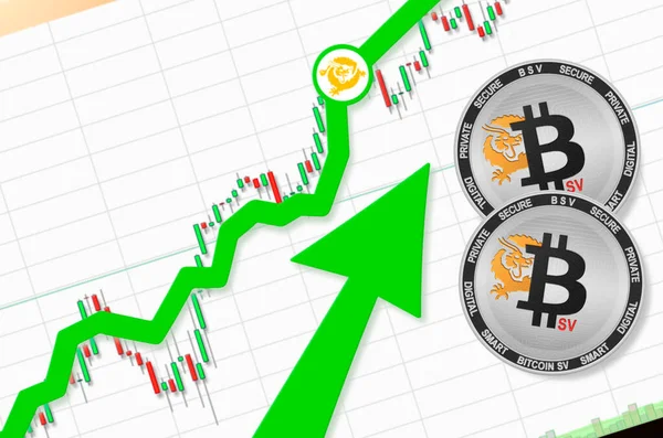 Bitcoin Bsv Subiendo Bitcoin Criptomoneda Precio Arriba Lugar Para Texto — Foto de Stock