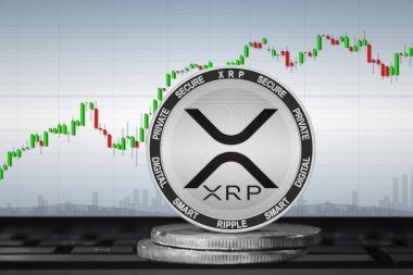 Grafiğin arka planında XRP para birimi; XRP para birimi