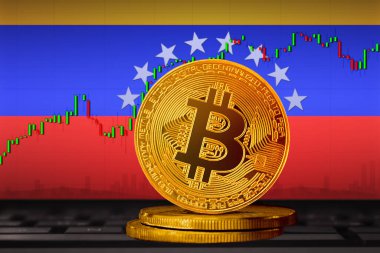 Bitcoin Venezuela; bitcoin (BTC) Venezuela bayrağının arka planında