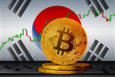 Bitcoin Kore; bitcoin (BTC) Güney Kore bayrağının arka planında