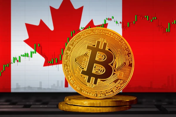 Bitcoin Canada; bitcoin (BTC) Kanada bayrağının arka planında