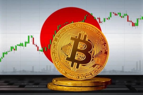 Bitcoin Japonya; bitcoin (BTC) Japonya bayrağının arka planında para