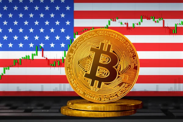 Bitcoin USA; bitcoin (BTC) Amerika Birleşik Devletleri bayrağının arka planında