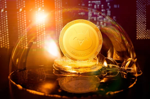 Monacoin Mona Coin Soap Bubble Dangers Risks Investing Monacoin Cryptocurrency — Stock Photo, Image