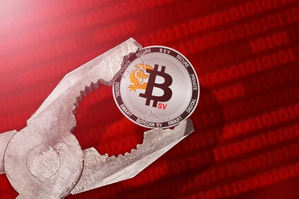 Bitcoin Регулирование Контроль Bitcoin Bsv Криптовалюта Монета Находится Давлением Ограничение — стоковое фото