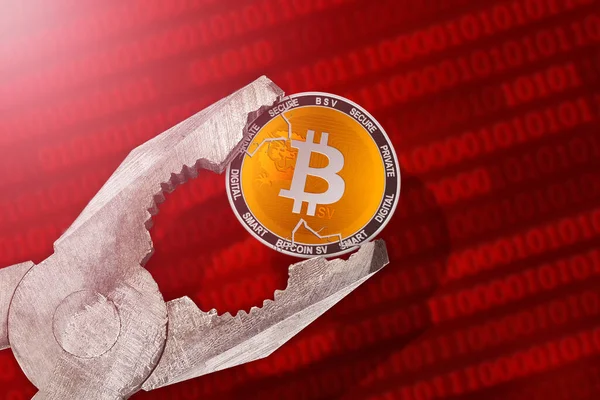 Bitcoin Регулирование Контроль Bitcoin Bsv Криптовалюта Монета Находится Давлением Ограничение — стоковое фото