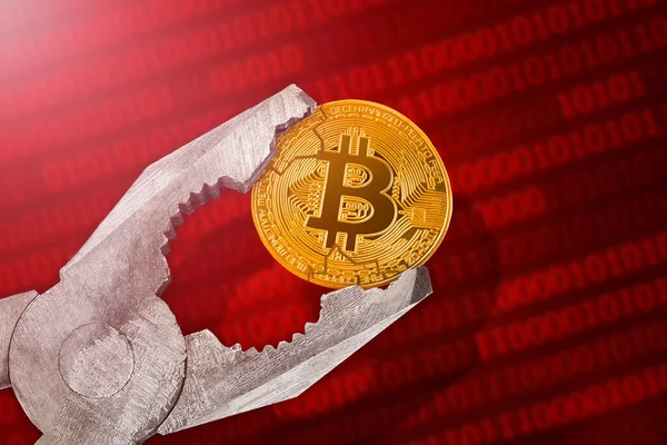 Регулирование Контроль Биткойна Монета Bitcoin Btc Находится Давлением Ограничение Запрет — стоковое фото