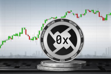 0x (ZRX) şifreleme birimi; arkaplandaki 0x madeni para