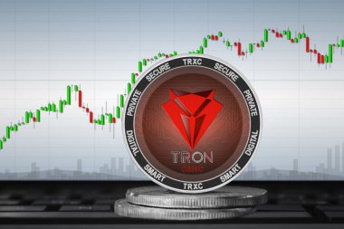 Grafiğin arka planında TRONCLASSIC (TRXC) kripto para birimi; TRONCLASSIC para