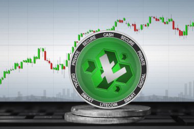 Litecoin Cash (LCC) kripto para birimi; Grafiğin arka planında Litecoin Cash para