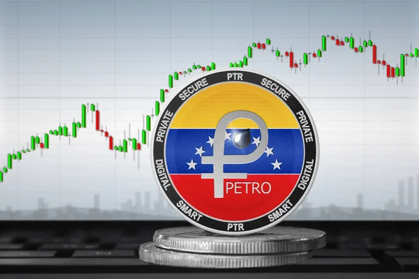 Petro (PTR) cryptocurrency; Venezuela Petro coin on the background of the chart