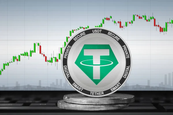 Tether Usdt Cryptocurrency Tether Coin Background Chart — Stock Photo, Image
