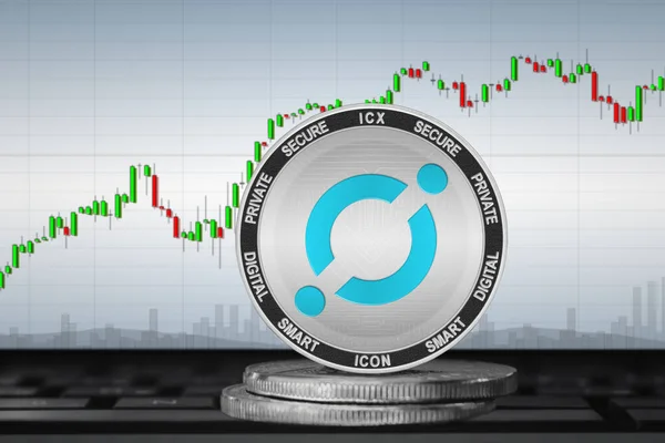 ICON (ICX) kripto para birimi; grafiğin arka planında ICON madeni para