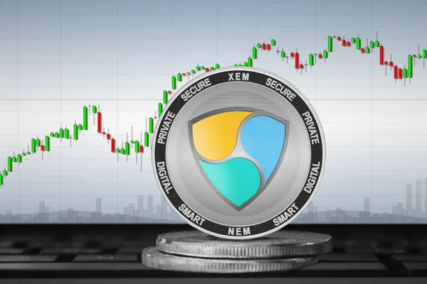 Cryptocurrency Nem Koin Nem Latar Belakang Bagan — Stok Foto