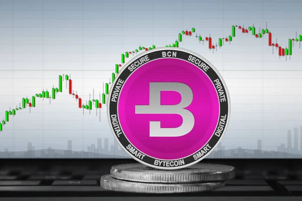 Bytecoin Bcn Cryptocurrency Bytecoin Érme Diagram Hátterében — Stock Fotó
