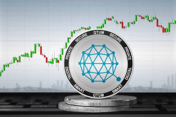 QTUM kripto para birimi; grafiğin arka planında qtum para