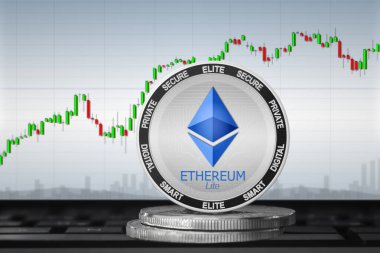 Ethereum Lite şifreli para birimi; Grafiğin arka planında Ethereum lite