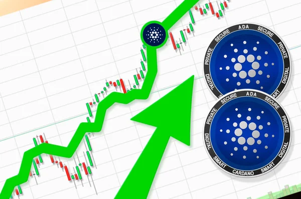 Cardano Naik Cardano Ada Harga Cryptocurrency Naik Tingkat Terbang Atas — Stok Foto