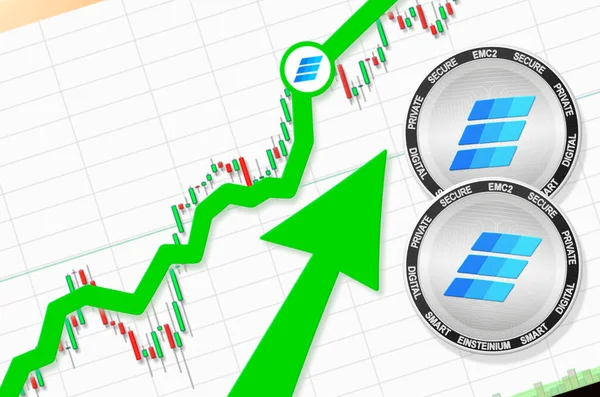 Einsteinium Naik Einsteinium Emc2 Harga Cryptocurrency Naik Tingkat Terbang Naik — Stok Foto