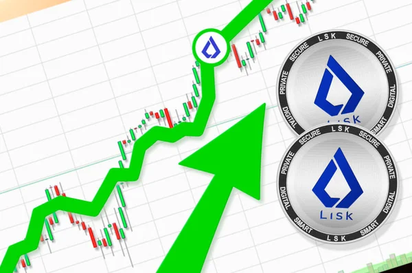 Lisk Naik Lisk Lsk Harga Cryptocurrency Naik Tingkat Terbang Atas — Stok Foto