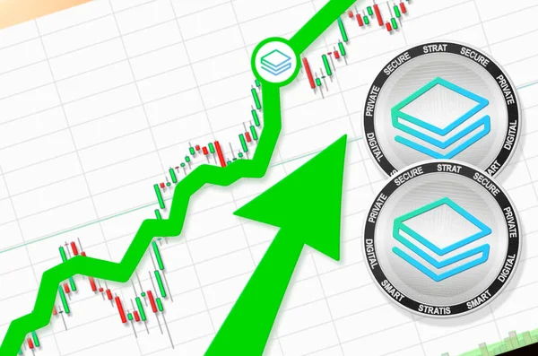 Stratis Naik Stratis Strat Harga Cryptocurrency Naik Tingkat Terbang Naik — Stok Foto