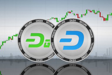 Grafiğin arka planında Dash ve Dash Green (DASHG) sikkeleri; şifreleme değişimi