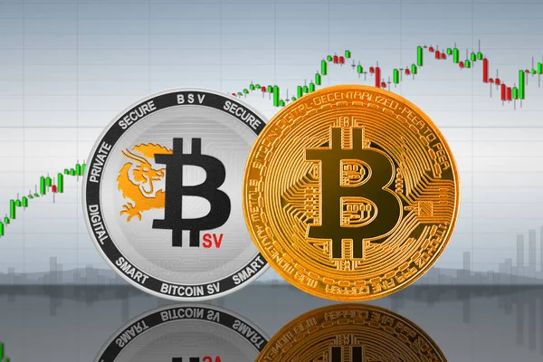 Bitcoin Bsv Bitcoin Btc Coins Background Chart Crypto Exchange — Stock Photo, Image