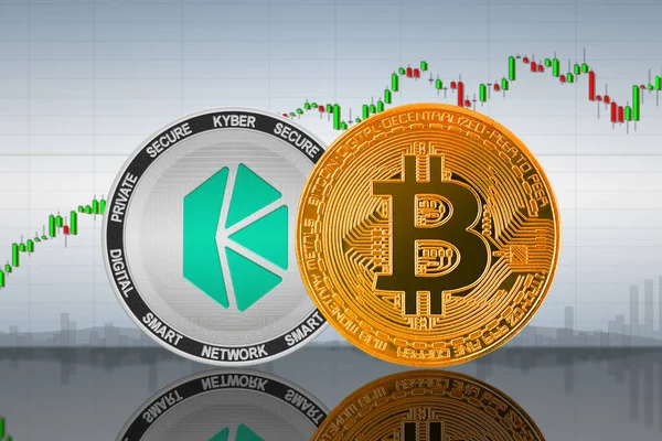Bitcoin Btc Και Kyber Network Knc Κέρματα Στο Παρασκήνιο Του — Φωτογραφία Αρχείου