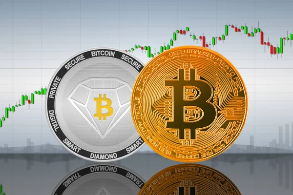 Bitcoin Btc Bitcoin Diamond Bcd Coins Background Chart Crypto Exchange — Stock Photo, Image