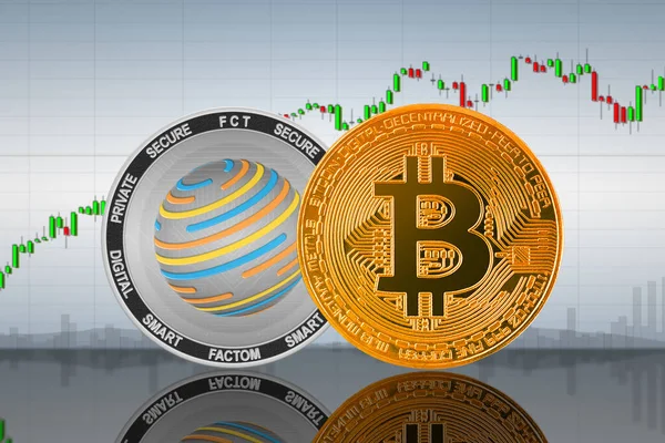 Bitcoin Btc Factom Fct Coins Background Chart Bitcoin Factom Cryptocurrency — Stock Photo, Image