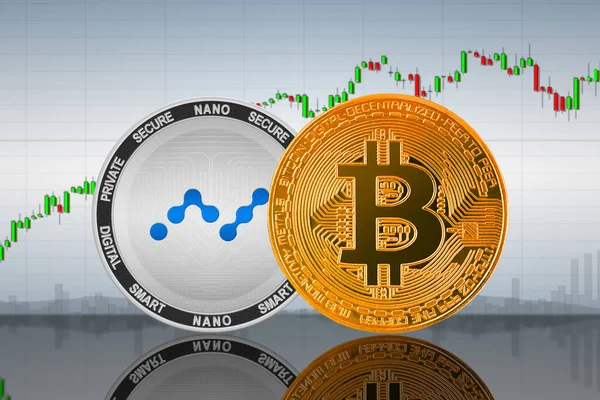 Bitcoin Btc Nano Coins Background Chart Bitcoin Nano Cryptocurrency Crypto — Stock Photo, Image