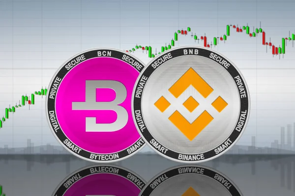 Binance Bnb Dan Bytecoin Bcn Koin Latar Belakang Bagan Binance — Stok Foto