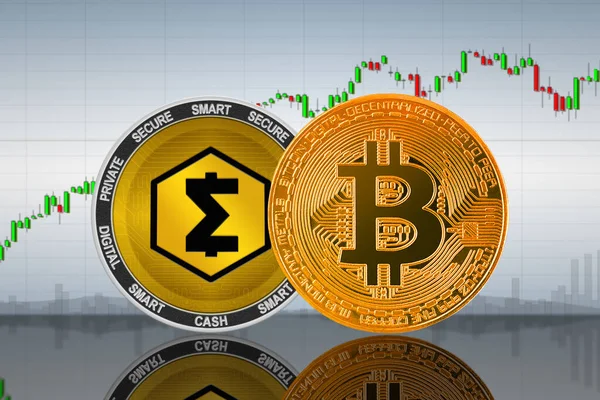 Bitcoin Btc Smartcash Smart Érmék Háttérben Diagram Bitcoin Smart Cash — Stock Fotó