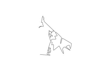 Animated self drawing of continuous line draw bravery man climbing a steep cliff, symbolizing adventure, strength, determination, and the thrill of a difficult ascent. Full length one line animation