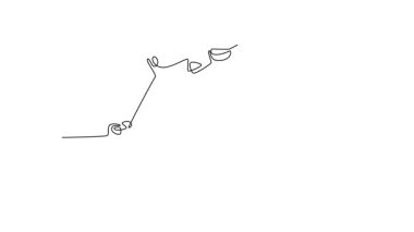 Animated self drawing of continuous line draw professional male climbing a steep overhanging cliff. Extreme adventure, strength, determination, and thrill of a ascent. Full length one line animation