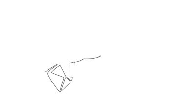 Self drawing animation of single line draw back view of female climbing cliff in a challenging pose, representing the focused concentration to conquer rock wall. Continuous line. Full length animated