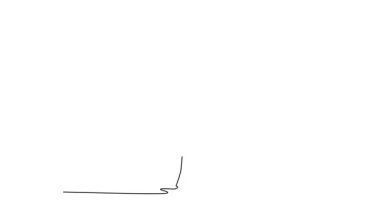 Animated self drawing of continuous line draw man athlete in dynamic handstand, balancing on one hand with bent knees in fluid Capoeira pose that emphasizes strength. Full length single line animation