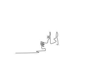 Self drawing animation of single line draw male martial artist in powerful horse stance, discipline, balance, focused energy of foundational Shaolin Kung Fu. Continuous line draw. Full length animated