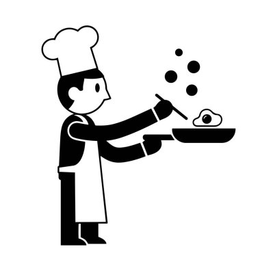 Siyah ve Beyaz Çizgi Film Karakteri Pan 'la Pişirme