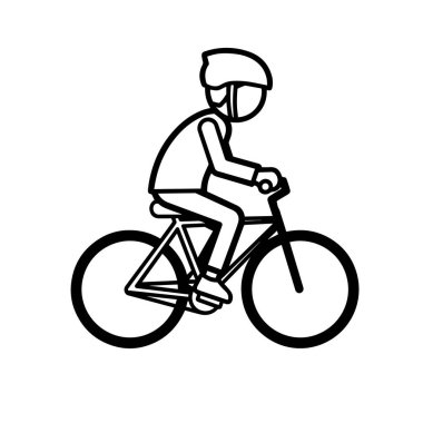 Siyah ve Beyaz Düz Çizgi Film Karakteri Bisiklet Sürme