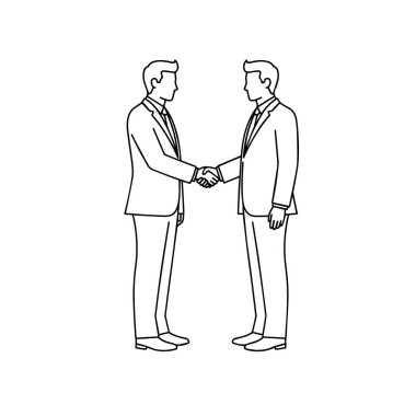 İş Adamı Tokalaşan El Çizgisi Sanat İllüstrasyonu
