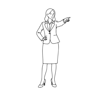 İş kadını İleri Çizgi Sanat İllüstrasyonunu Gösteriyor