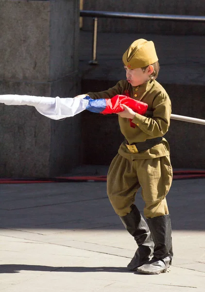 2018 Moscou Russie Jour Victoire Moscou Garçon Portant Uniforme Militaire — Photo