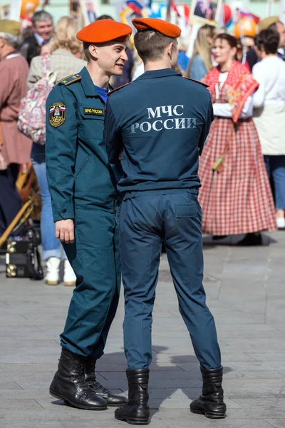 2018 Moscou Russie Jour Victoire Moscou Colonne Marchant Long Route — Photo