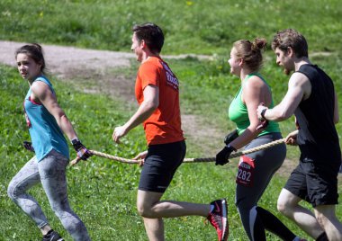 2018.05.26, Moscow, Rusya Federasyonu. Reebok Moskova Park hakkında fitness festival. Koşucular Festivali'nde kapatın. Spor yaşam tarzı.