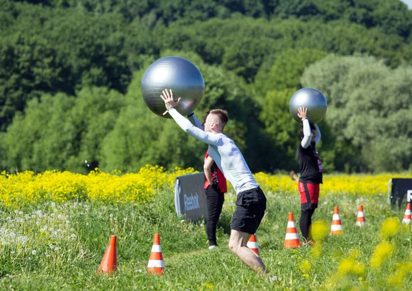 2018 Moscow Russia Moscow Fitness Festival Historical Park Team Playing — Stock Photo, Image