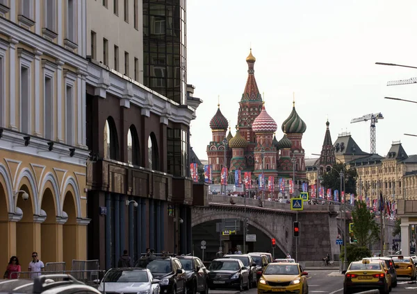 2018 Moskau Russland Dekorationselemente Mit Den Symbolen Der Weltmeisterschaft Auf — Stockfoto