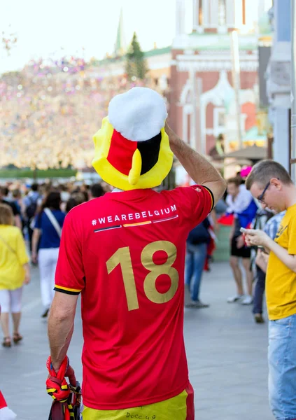 2018 Moscú Rusia Amantes Belgas Del Fútbol Calle Moscú Copa — Foto de Stock