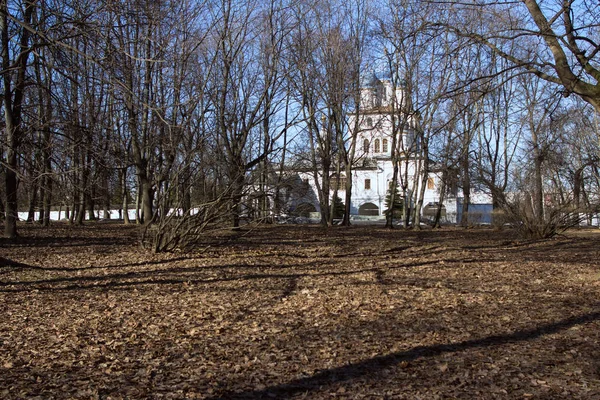 从前皇家庄园通过树林的旧教堂 俄罗斯的观光和博物馆 莫斯科的历史建筑 — 图库照片