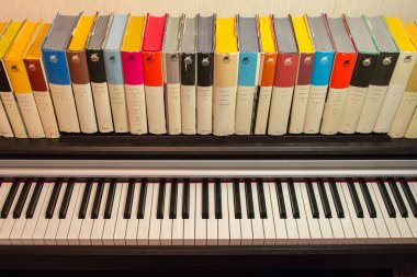11.14.2018, Moscow, Rusya Federasyonu. Kitap piyano çalarım. Edebiyat ve müzik kavramı.